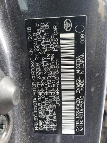 JTDKARFP6J3104555 - 2018 TOYOTA PRIUS PRIM 灰色 照片 12