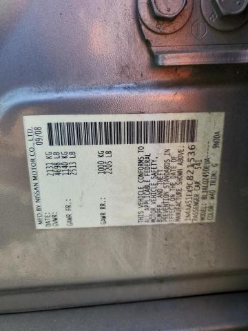 1N4AA51EX9C821536 - 2009 NISSAN MAXIMA S GRAY photo 13