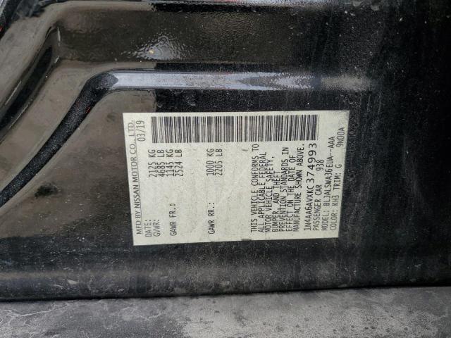 1N4AA6AVXKC374993 - 2019 NISSAN MAXIMA S Schwarz Foto 12