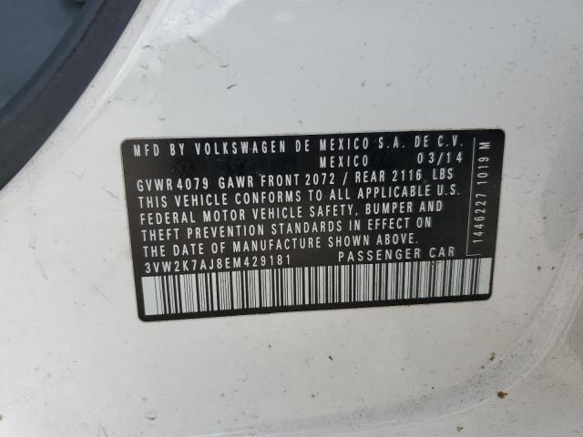 3VW2K7AJ8EM429181 - 2014 VOLKSWAGEN JETTA BASE 白色 照片 12