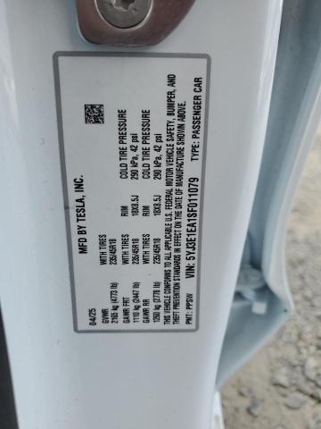 5YJ3E1EA1SF011079 - 2025 TESLA MODEL 3 WHITE photo 14