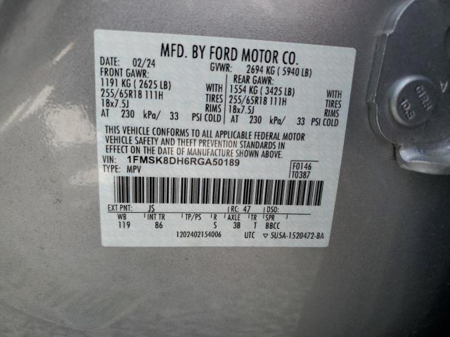 1FMSK8DH6RGA50189 - 2024 FORD EXPLORER XLT Күміс фото 13