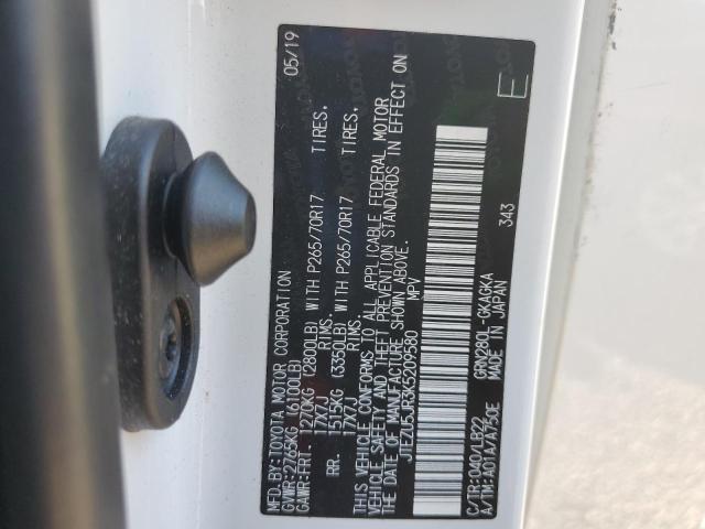JTEZU5JR3K5209580 - 2019 TOYOTA 4RUNNER SR5 أبيض صورة 14