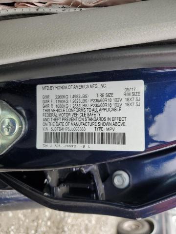 5J8TB4H76JL008363 - 2018 ACURA RDX ADVANCE BLUE photo 13