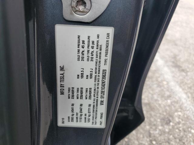 5YJ3E1EA2KF396328 - 2019 TESLA MODEL 3 GRAY photo 13