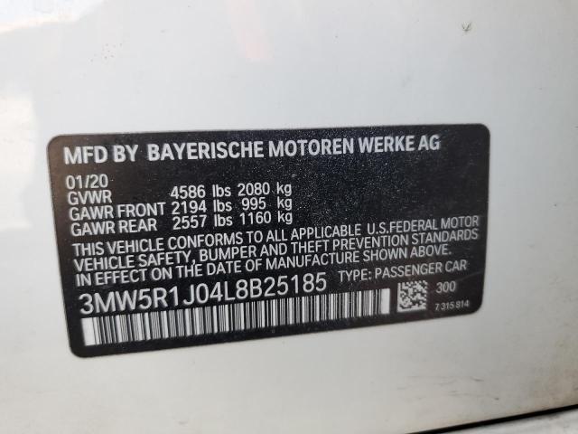 3MW5R1J04L8B25185 - 2020 BMW 330I WHITE photo 12
