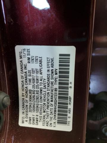 2HKRM4H5XGH723189 - 2016 HONDA CR-V EX MAROON photo 14