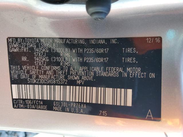 5TDKZ3DC5HS815372 - 2017 TOYOTA SIENNA LE SILVER photo 13