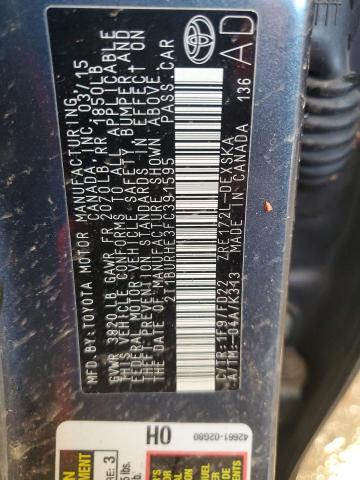 2T1BURHE3FC391595 - 2015 TOYOTA COROLLA L Сұр фото 13