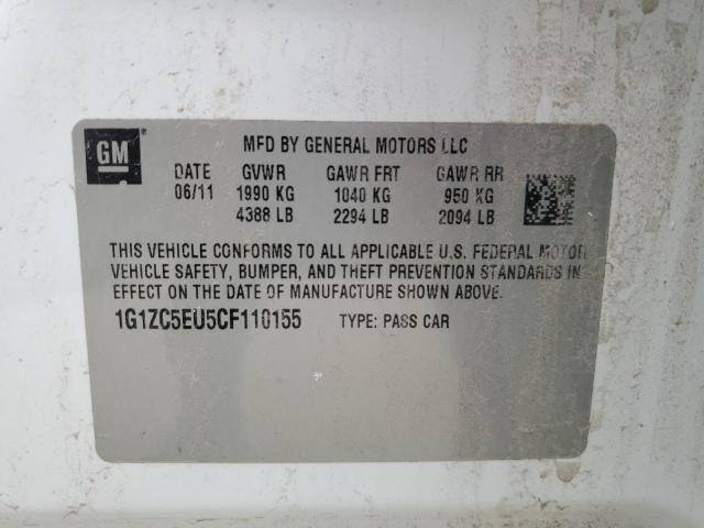 1G1ZC5EU5CF110155 - 2012 CHEVROLET MALIBU 1LT WHITE photo 12