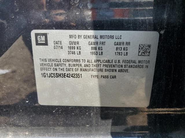 1G1JC5SH3E4242351 - 2014 CHEVROLET SONIC LT BLACK photo 12