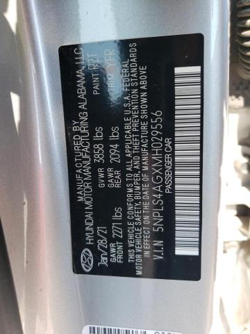 5NPLS4AGXMH029556 - 2021 HYUNDAI ELANTRA SEL GRAY photo 12