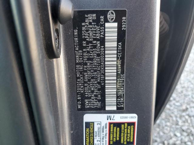 4T1BF3EK0AU003084 - 2010 TOYOTA CAMRY BASE GRAY photo 12