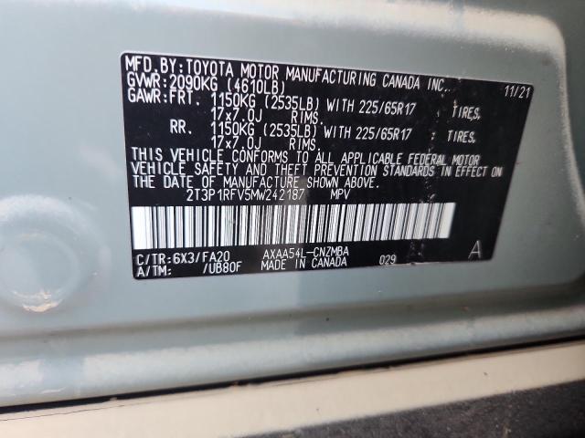 2T3P1RFV5MW242187 - 2021 TOYOTA RAV4 XLE BLUE photo 14