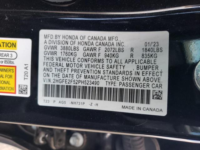 2HGFE2F52PH523490 - 2023 HONDA CIVIC SPORT შავი ფოტო 13