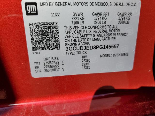 3GCUDJED8PG145557 - 2023 CHEVROLET SILVERADO K1500 HIGH COUNTRY RED photo 12