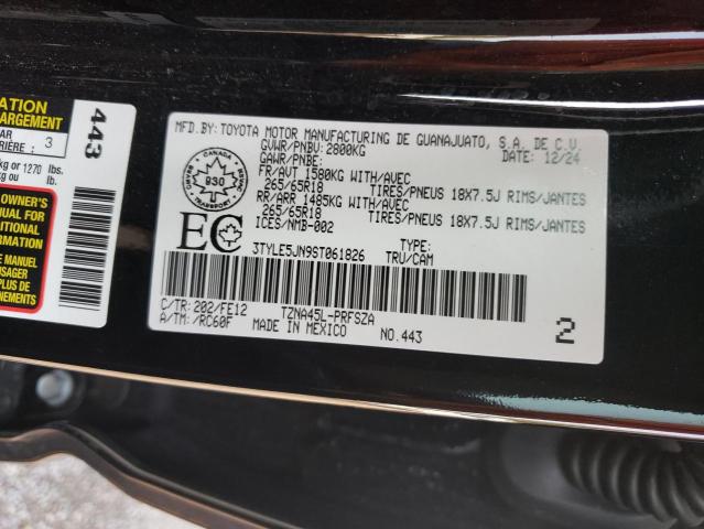 3TYLE5JN9ST061826 - 2025 TOYOTA TACOMA DOUBLE CAB BLACK photo 12