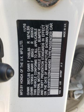 SHHFK7H29HU408463 - 2017 HONDA CIVIC LX Beyaz fotoğraf 12