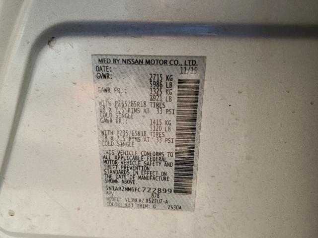 5N1AR2MM6FC722899 - 2015 NISSAN PATHFINDER S 银色 照片 13