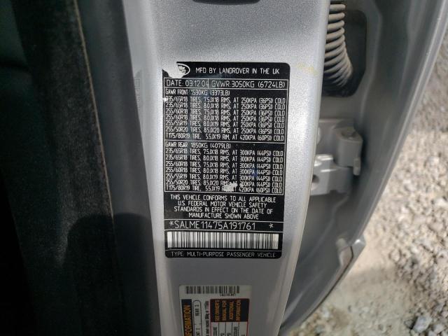 SALME11475A191761 - 2005 LAND ROVER RANGE ROVER HSE SILVER photo 13