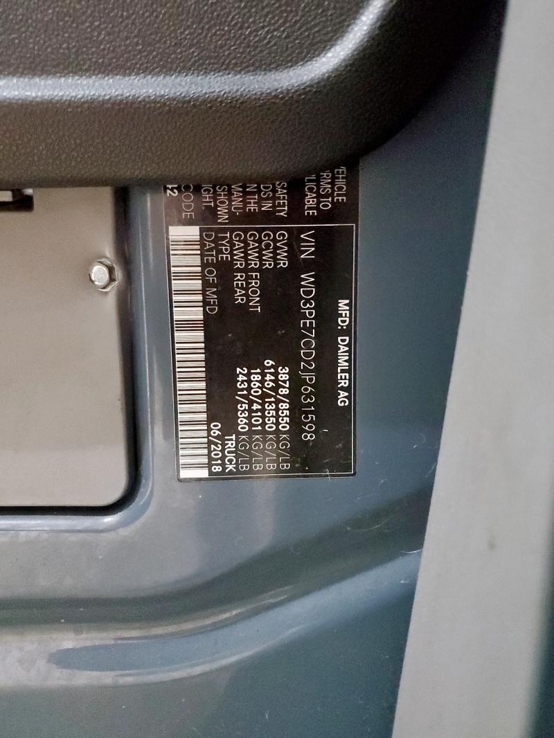 WD3PE7CD2JP631598 - 2018 MERCEDES-BENZ SPRINTER 2500 ორფეროვანი ფოტო 12