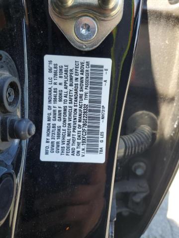 19XFC2F78GE228332 - 2016 HONDA CIVIC EX BLACK photo 12