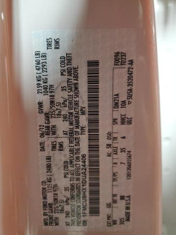 1FMCU9HX1DUA24406 - 2013 FORD ESCAPE SEL 白色 照片 14