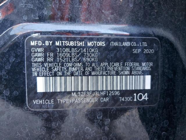 ML32F3FJ3LHF12596 - 2020 MITSUBISHI MIRAGE G4 ES BLACK photo 12