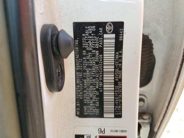 4T1BF1FK4CU552406 - 2012 TOYOTA CAMRY BASE 白色 照片 12