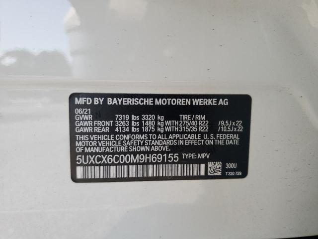 5UXCX6C00M9H69155 - 2021 BMW X7 M50I WHITE photo 13