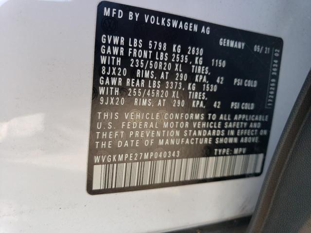 WVGKMPE27MP040343 - 2021 VOLKSWAGEN ID.4 PRO S თეთრი ფოტო 13