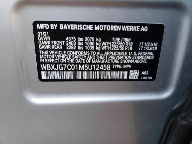 WBXJG7C01M5U12458 - 2021 BMW X1 SDRIVE28I SILVER photo 13