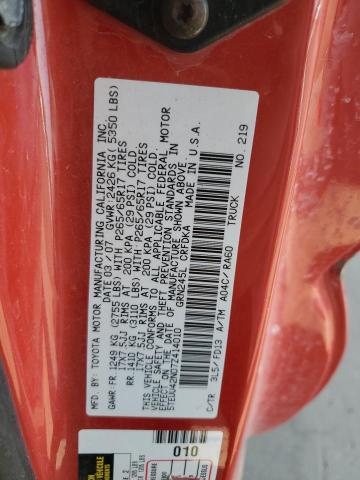 5TEUU42N07Z414010 - 2007 TOYOTA TACOMA ACCESS CAB წითელი ფოტო 12