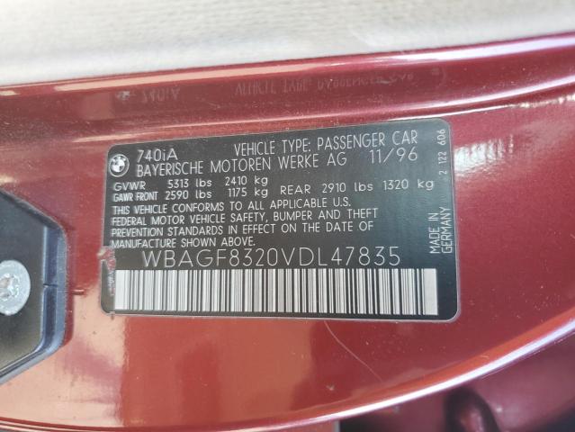 WBAGF8320VDL47835 - 1997 BMW 740 I AUTOMATIC RED photo 12