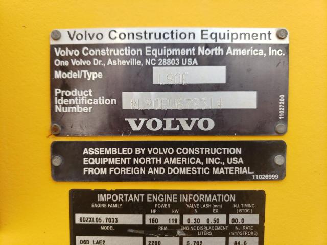 L90EV67831 - 2004 VOLVO L90E YELLOW photo 10