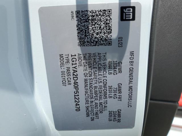 1G1YA2D40P5122470 - 2023 CHEVROLET CORVETTE STINGRAY 1LT WHITE photo 12