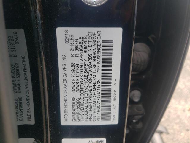 1HGCV1F56JA115724 - 2018 HONDA ACCORD EXL BLACK photo 13