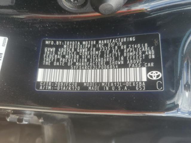 5YFS4RCE2LP006854 - 2020 TOYOTA COROLLA SE BLACK photo 12