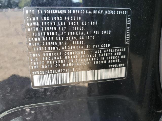 3VV2B7AX8LM177311 - 2020 VOLKSWAGEN TIGUAN SE Սև լուսանկար 13