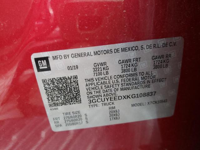 3GCUYEEDXKG108837 - 2019 CHEVROLET SILVERADO K1500 RST RED photo 13