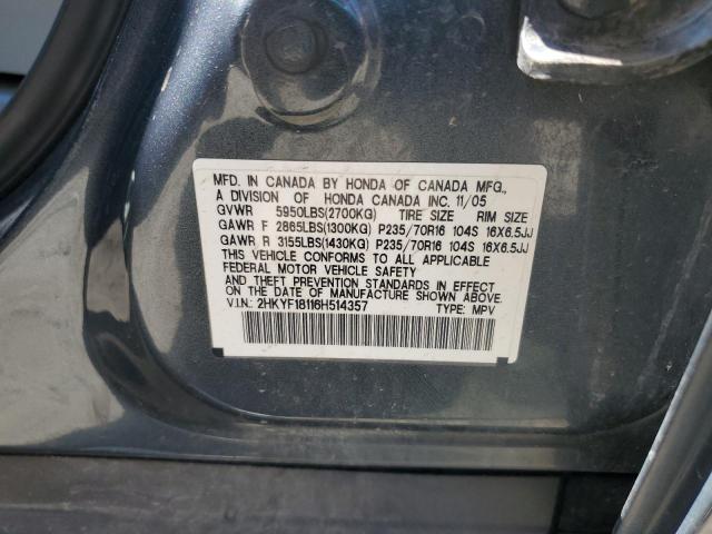 2HKYF18116H514357 - 2006 HONDA PILOT LX TEAL photo 14