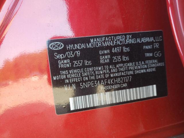 5NPE34AF4KH821177 - 2019 HYUNDAI SONATA LIMITED RED photo 12