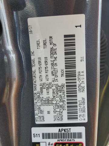 5TFUY5F1XJX697502 - 2018 TOYOTA TUNDRA DOUBLE CAB SR GRAY photo 12