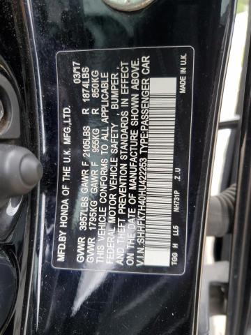 SHHFK7H40HU422253 - 2017 HONDA CIVIC SPORT 黑色 照片 12