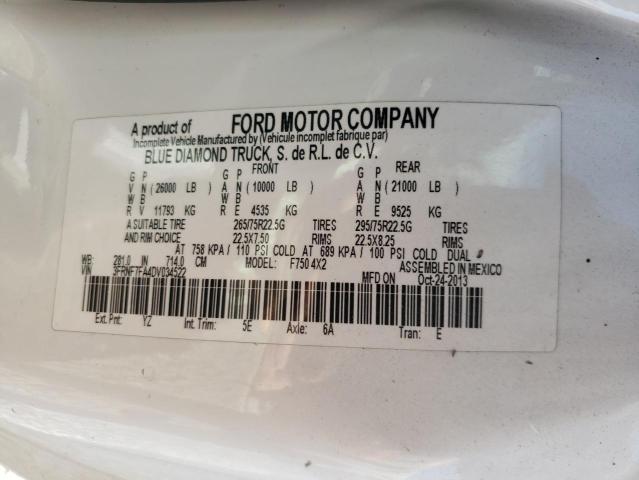 3FRNF7FA4DV034522 - 2013 FORD F750 SUPER DUTY WHITE photo 13