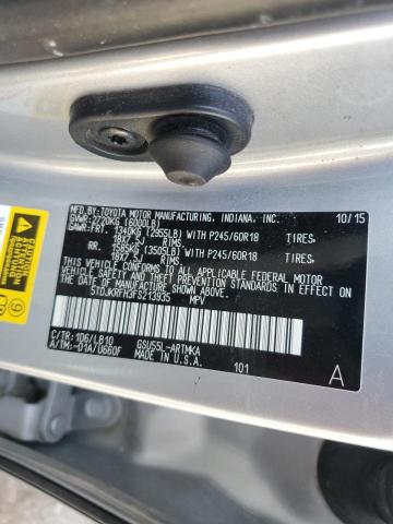 5TDJKRFH3FS213935 - 2015 TOYOTA HIGHLANDER XLE Gümüş foto 12