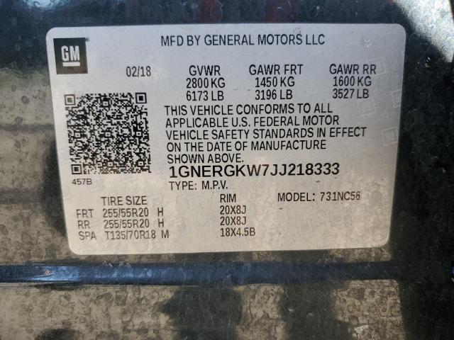 1GNERGKW7JJ218333 - 2018 CHEVROLET TRAVERSE LT GRAY photo 13
