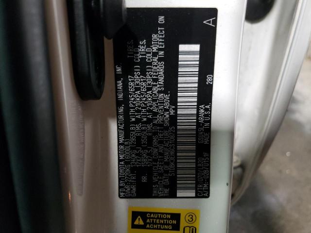 5TDBK3EH6CS108725 - 2012 TOYOTA HIGHLANDER BASE أبيض صورة 12