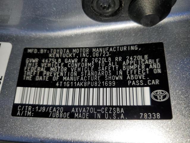 4T1G11AK8PU821699 - 2023 TOYOTA CAMRY SE NIGHT SHADE SILVER photo 12