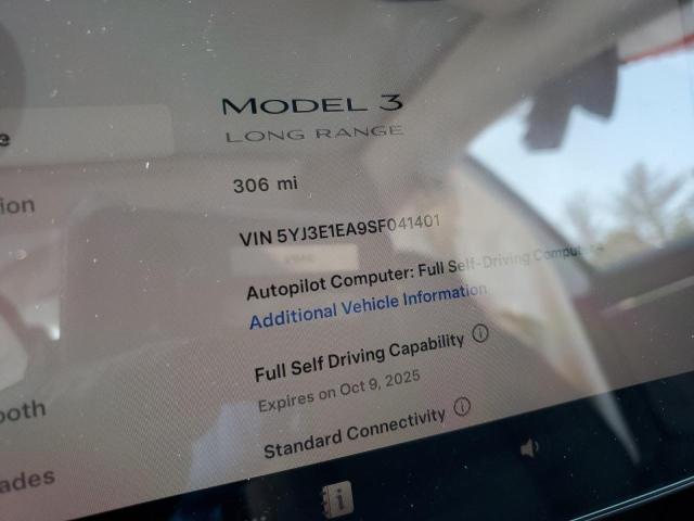5YJ3E1EA9SF041401 - 2025 TESLA MODEL 3 白色 照片 9